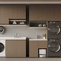 Modern Laundry Room Design With Cabinets Washing Machine Dryer And Sink