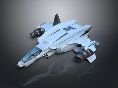 3D Rendered Futuristic Silver White Spaceship Model Featuring Streamlined Design And Large Engines 3d model