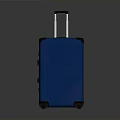 Blue Rolling Suitcase With Trolley Handle And Black Corner Protectors