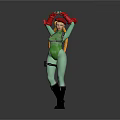 3D Game Animation Character With Green Bodysuit Red Gloves Blonde Hair And Black Boots