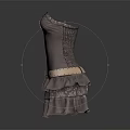 Chic Gray Strapless Dress With Ruffled Skirt And Decorative Belt