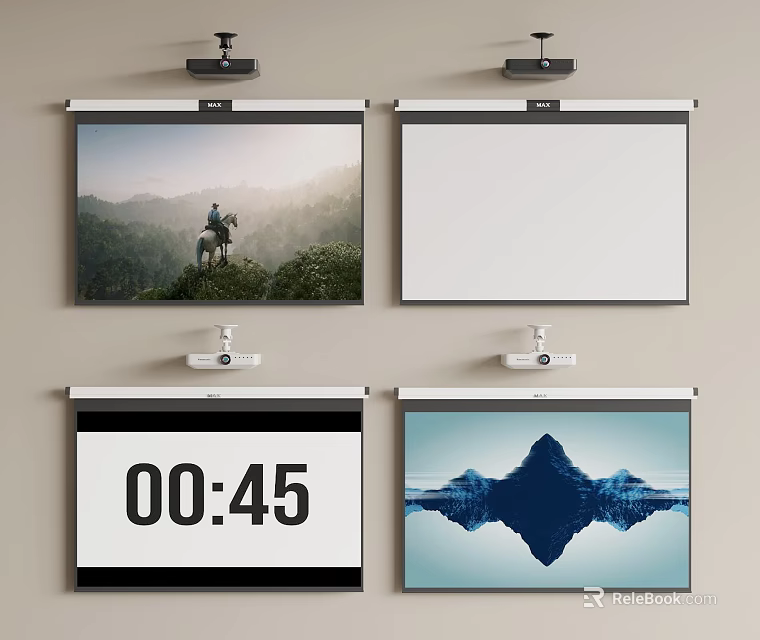 Projection Monitoring System Featuring Multiple Display Screens For Office Surveillance Setup 3d model 