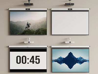 Projection Monitoring System Featuring Multiple Display Screens For Office Surveillance Setup 3d model