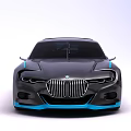 BMW Concept Car With Gray Body Blue Accents And Sporty Aerodynamic Design