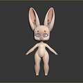 Pink Cartoon Rabbit 3D Model With Big Ears Purple Eyes And Standing Pose