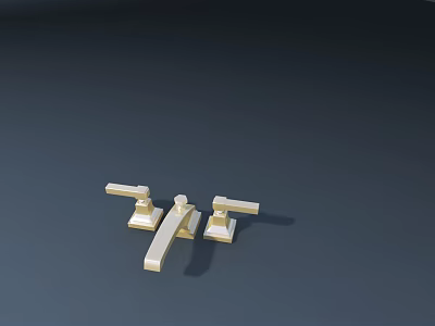 White Double Handle Faucet With Modern Design On Dark Background For Bathroom 3d model