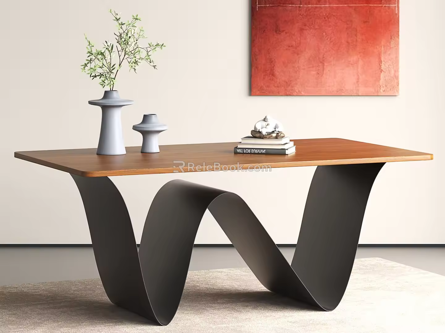 Modern Dining Table Simple Iron Dining Table Long Dining Table 3d model