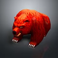 Red Bear 3D Model With Fierce Expression And Detailed Fur Texture