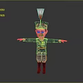 Navy Blue Military Character with Golden Badges Red Sash Feathered Hat and Outstretched Arms