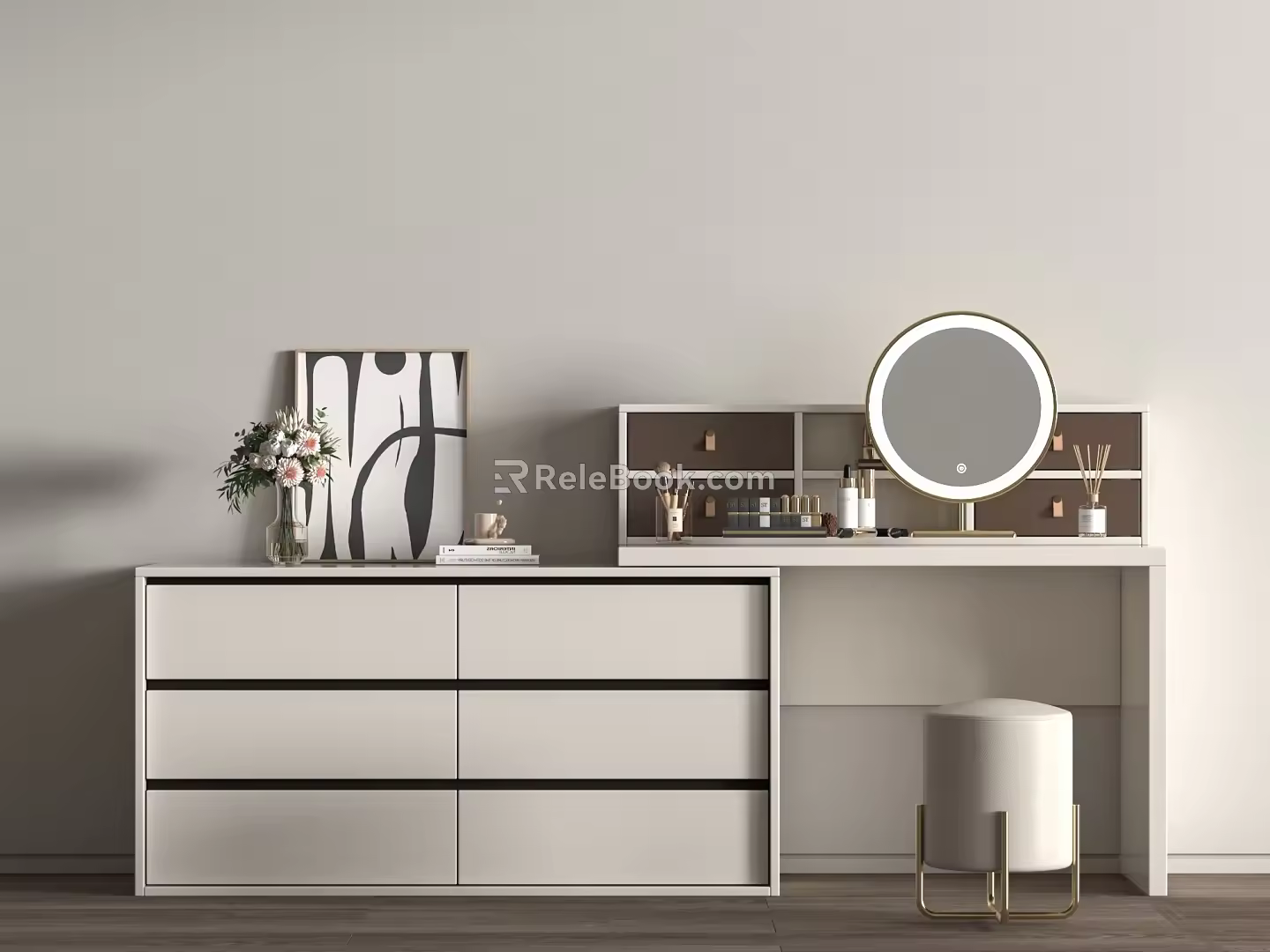 Makeup Table Makeup Stool Combination Cream Dressing Table 3d model