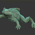 Metallic Frog Sculpture With Shiny Surface And Reflection On Dark Background 3d model