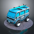 minibus minivan driverless bus school bus van box car 3d model