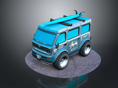 minibus minivan driverless bus school bus van box car 3d model