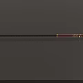 Traditional Spear Weapon With Red Handle Black Grip Golden Accents And Metal Spearhead