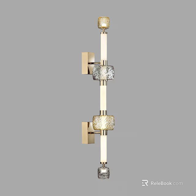 Elegant Modern Wall Lamp With Metal Base And Textured Glass Strip Design 3d model 