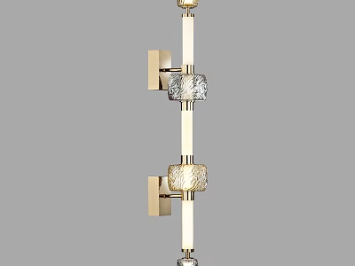 Elegant Modern Wall Lamp With Metal Base And Textured Glass Strip Design 3d model
