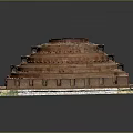Historic Stepped Architecture With Circular Top And Square Stone Base Design