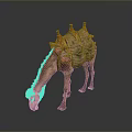 Decorative Camel Sculpture With Colorful Saddle Bowing Head On Gray Background