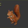 Orange Standing Squirrel 3D Character Model With Big Tail White Belly And Black Eyes
