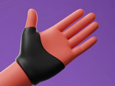 Decorative Ornament Set Featuring Orange Hand Design with Black Wrist Accent on Purple Background 3d model