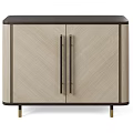 Modern Light Wood Sideboard With Black Metal Handles And Gold Legs Design