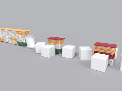 Modern Multifunctional Storage Containers With Colorful Covers And Stackable Design For Home Organizing 3d model