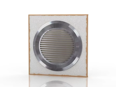 Modern Stylish Wall Paneling Featuring Decorative Round Metal Grille Design 3d model