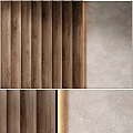 Modern Wooden Striped Wall with Gray Textured Surface in Interior Design Lighting Effect