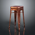 Copper Metal Stool With Four Legs And Smooth Seat Design 3d model