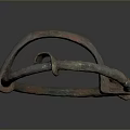 Rusted Metal Sculpture With Twisted Loops And Artistic Abstract Design Structure 3d model