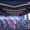 Fitness Gym Interior With Rows Of Spin Bikes And Modern Lighting Setup