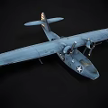 Blue Vintage American Fighter Jet Model With Twin Propellers And Number 73