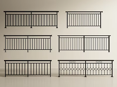Black Metal Railings with Multiple Styles Various Designs and Decorative Patterns 3d model