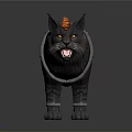 Fierce Cat With Orange Hair In Spiked Black Leather Armor And Yellow Eyes