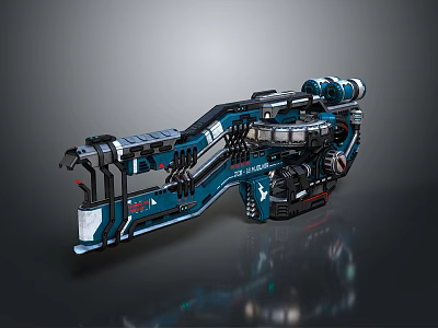 Futuristic Sci Fi Mechanical Weapon With Blue Black Design And Advanced Structure 3d model