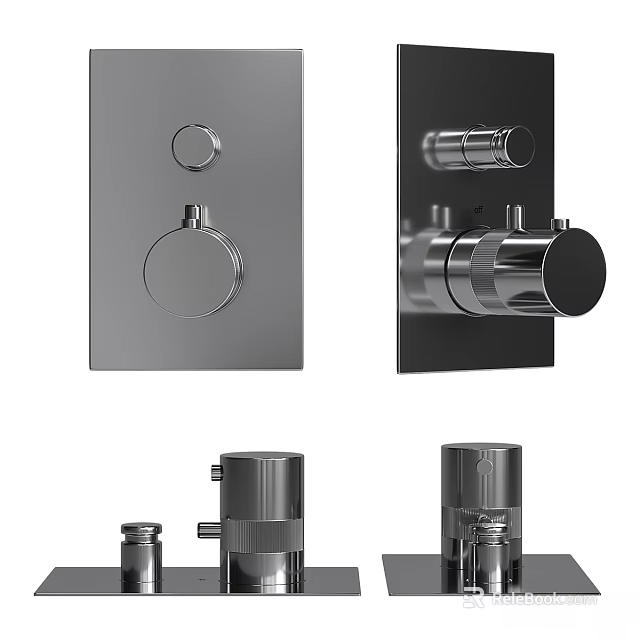 Sleek Contemporary Faucet Design With Chrome Control Knob Spout And Base Components 3d model 