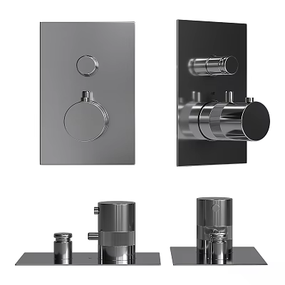Sleek Contemporary Faucet Design With Chrome Control Knob Spout And Base Components 3d model