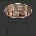 Orange Woven Accent Chair With Modern Minimalist Design And Black Metal Legs