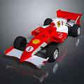 Red And White Ferrari Formula Race Car With Shell Logo And Number 1