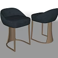 Modern Navy Blue Bar Stools with Upholstered Seat and Golden Metal Legs