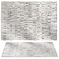 Square Rug with Geometric Lines Pattern White Background and Black Accents for Living Room Decor
