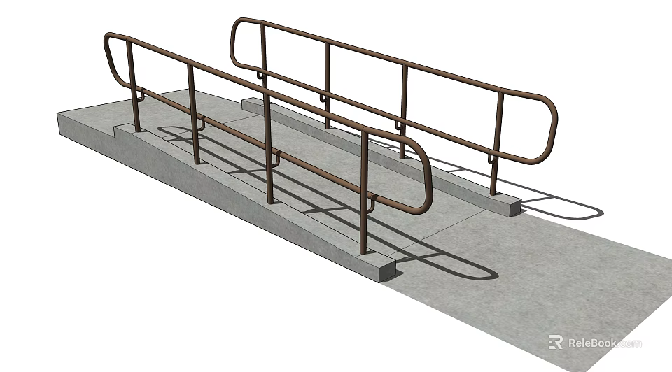 Concrete Ramp With Metal Handrails For Accessibility 3d model 