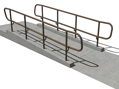 Concrete Ramp With Metal Handrails For Accessibility 3d model