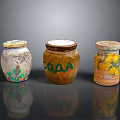 Vintage Colorful Decorative Storage Jars With Floral COALA And Lemon Prints