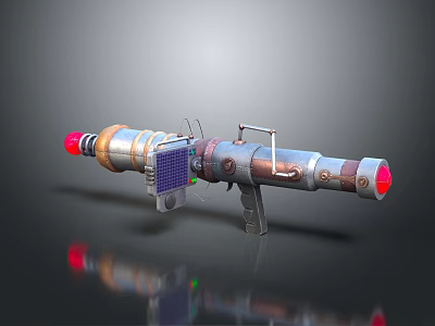Futuristic Sci Fi Weapon With Metallic Body Red Glowing Tips And Solar Panel 3d model