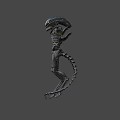 Game Movie Alien Character With Metallic Skeletal Structure Open Arms And Detailed Design