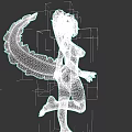 Fantasy Woman In Pink Dress With Purple Black Hair And Blue Striped Tail Dancing