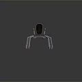 Single Chair With Spider Shaped Metallic Legs And Dark Upholstered Seat