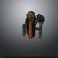 Detailed Spacecraft Mechanical Structure With Red Green Components And Thruster Parts
