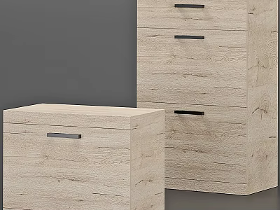 Modern Wooden Console Cabinet And Side Cabinet With Drawers And Black Handles Design 3d model